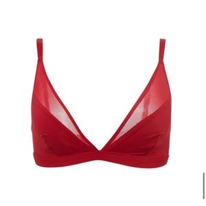 EUC Parade Plunge Red Velvet Bralette size S